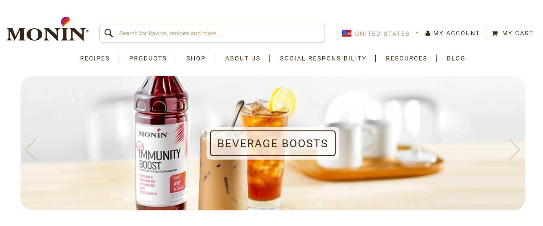 Monin Coffee Syrups Website Banner
