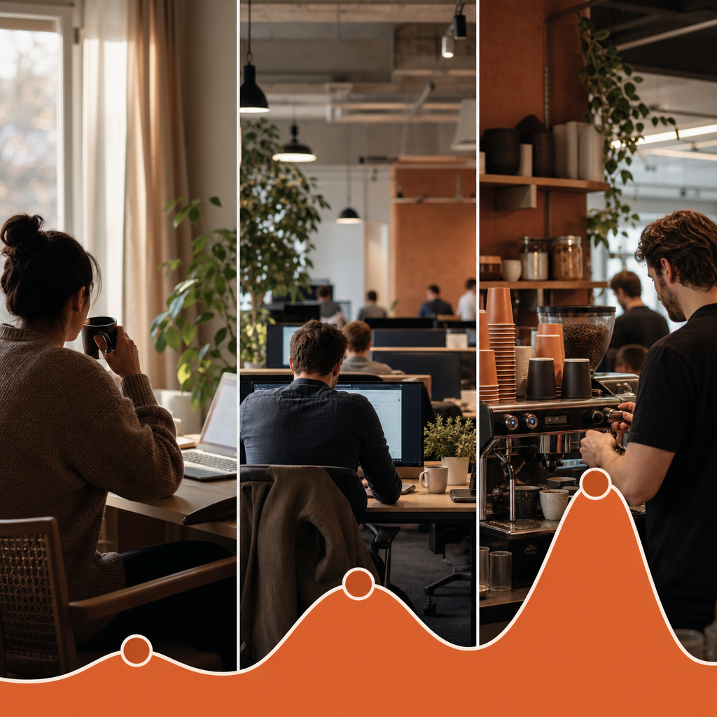 Diagram linking hybrid attendance with workplace coffee demand