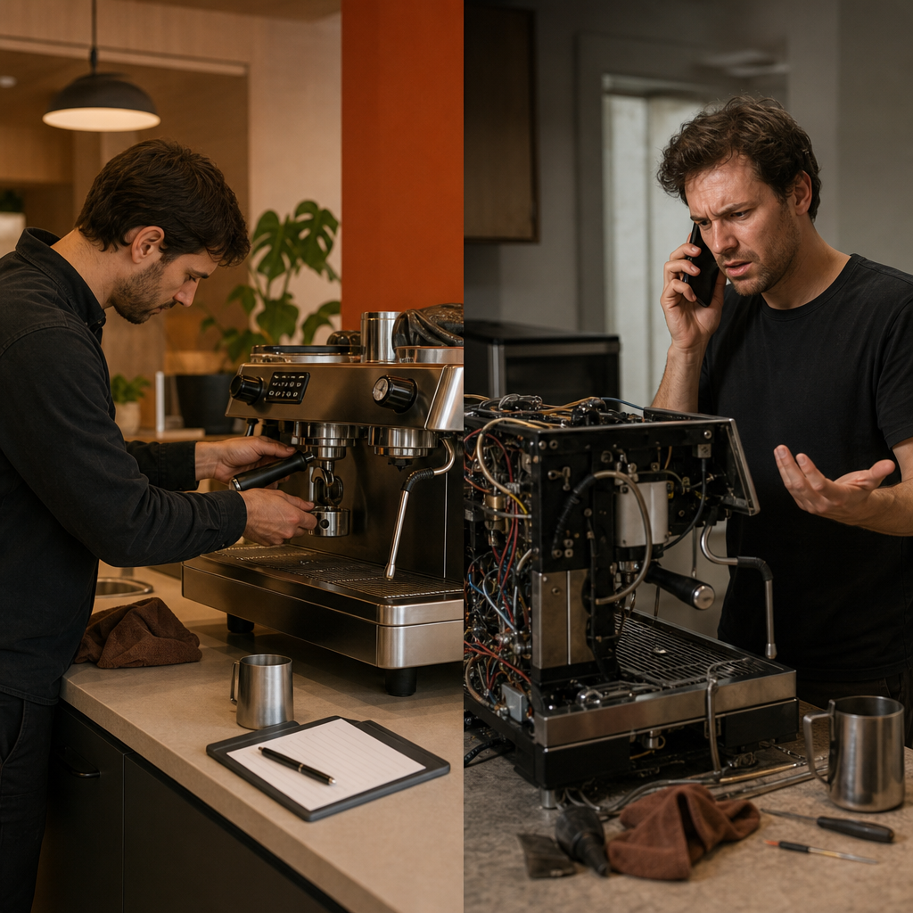 Preventative coffee machine maintenance compared with reactive repair