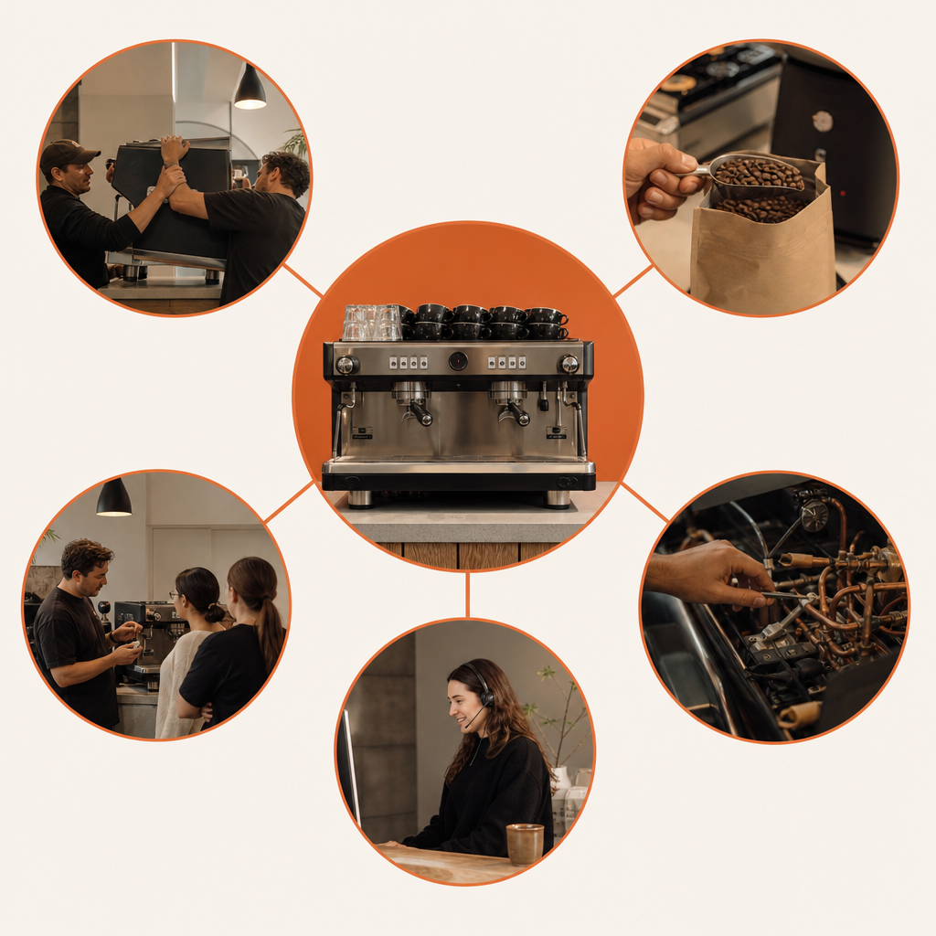 Components of a full corporate coffee machine solution