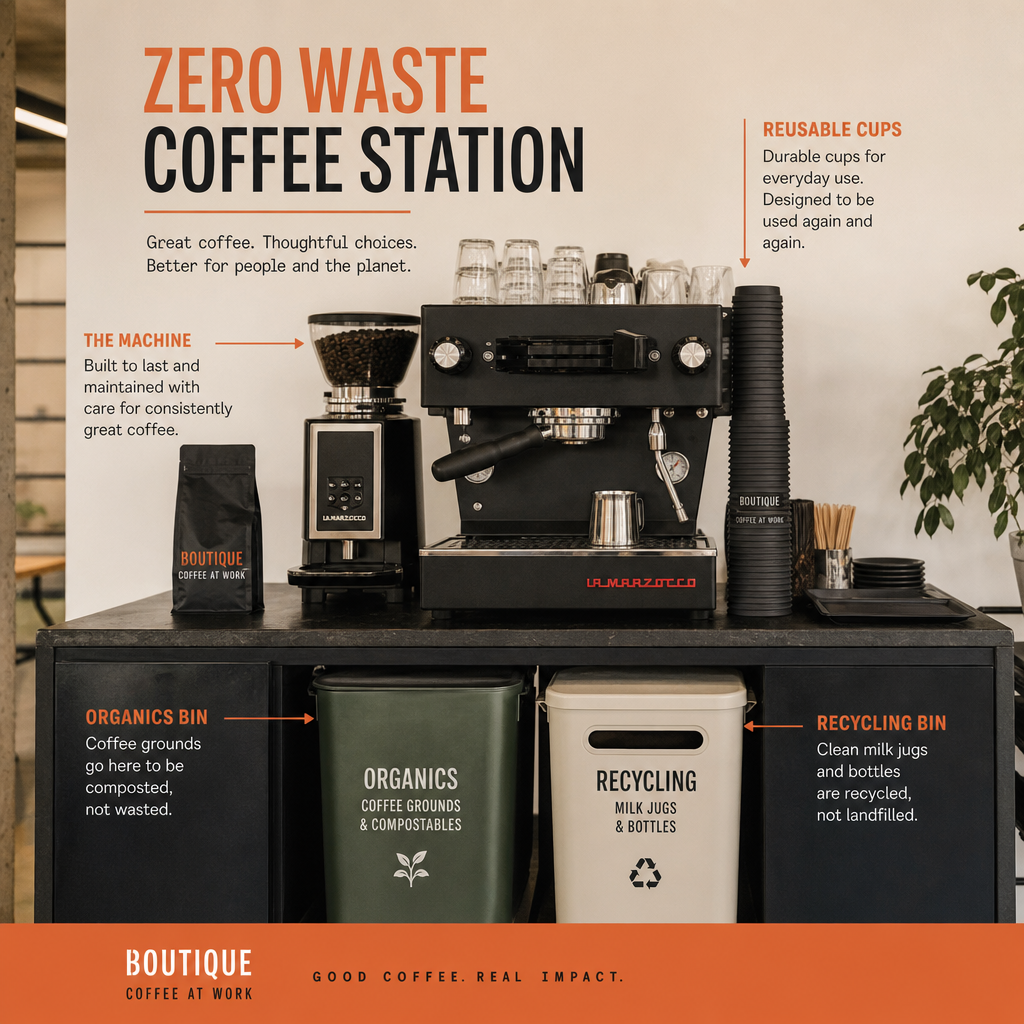 Diagram of a zero-waste coffee station layout