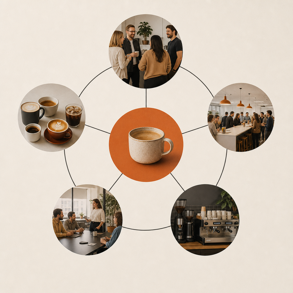Diagram of workplace coffee demand and peak usage factors