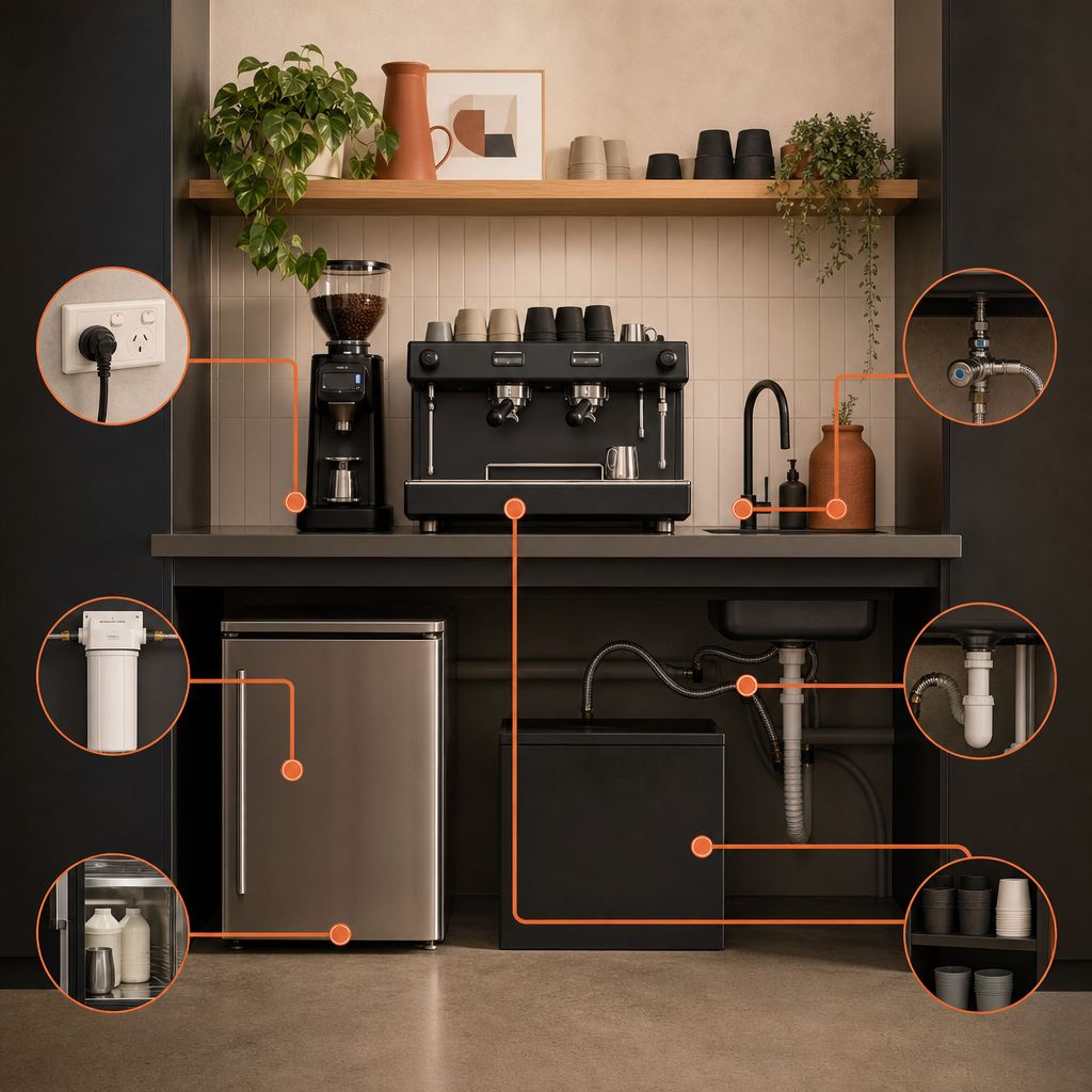 Office coffee machine installation requirements diagram
