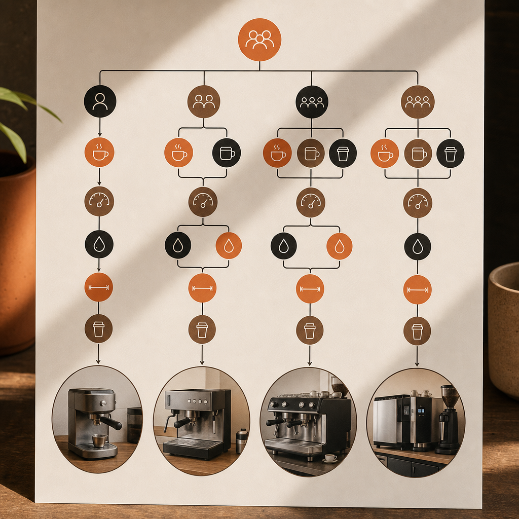 Decision flowchart for choosing an office coffee machine type