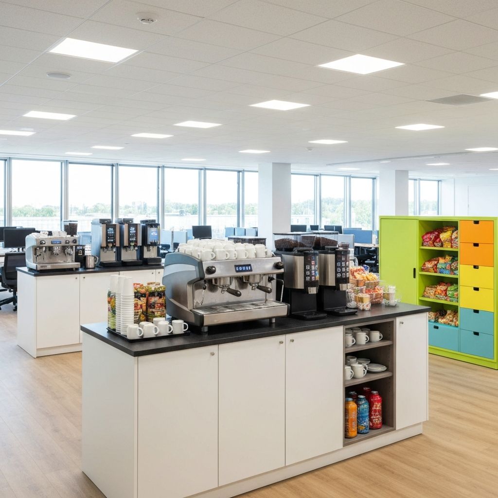 A modern Melbourne workplace with a commercial coffee setup